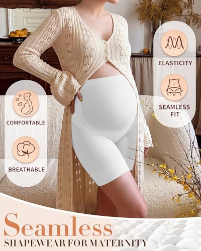 3 Pack Maternity Shapewear Shorts - color: Nude, White, Black, size: Medium