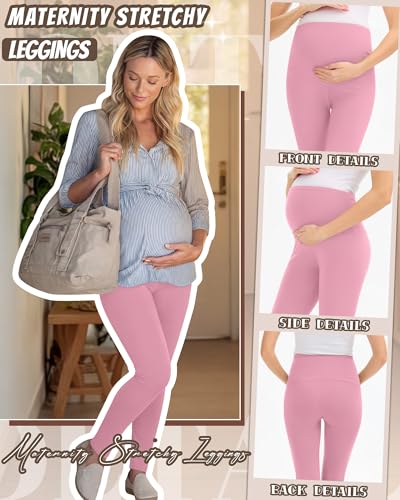 3 Pack Women's Maternity Pants Home Lounge Pajamas - color: Black, Pink, Light Heather Gray, size: Medium