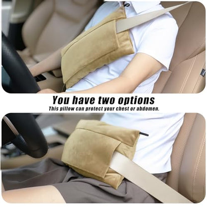 Post Surgery SeatBelt Pillow for Pregnancy Mastectomy Hysterectomy Recovery - color: Beige
