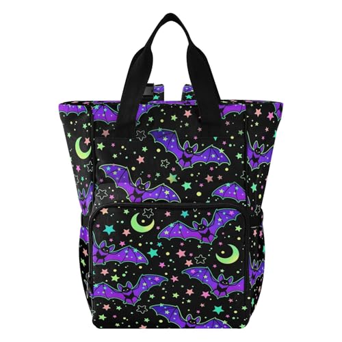MNSRUU Diaper Bag Magic Galaxy Bat Diaper Bag Backpack Multifunction Travel Diaper Bag Tote Large Capacity Diaper Changing Backpacks for Moms Dads - color: Bat 74