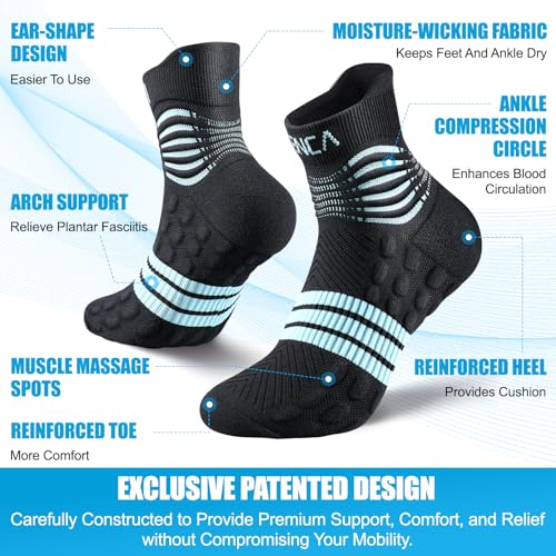 NEENCA Professional Compression Socks for Women Men Circulation, 20-30 mmHg - color: Black Blue, size: Large