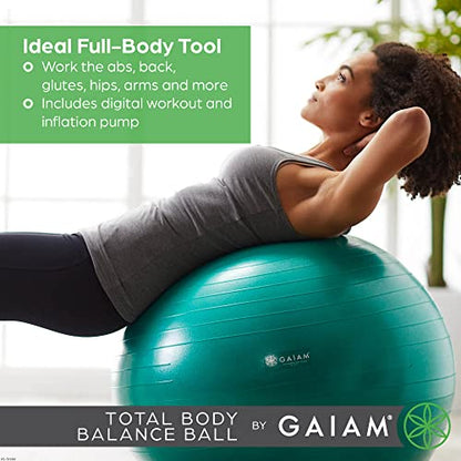 Gaiam Balance Ball Kit, Anti-Burst Stability Ball with Pump - color: Blue