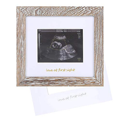 IHEIPYE Baby Sonogram Keepsake Frame Ultrasound Picture Frame Rustic White - color: Rustic White with Silver and Gold Text, size: Single Opening - 1 Pack