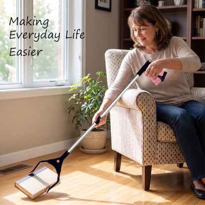 Grabber Reacher Pickup Tool – Foldable, Lightweight, Rotatable Clamp, Rose - color: Rose