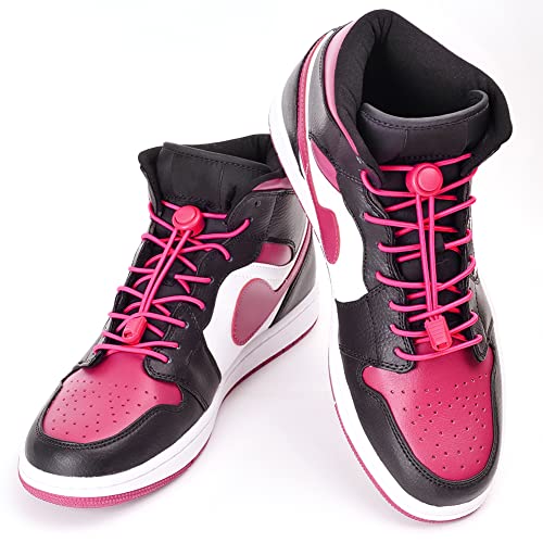 UpUGo Elastic Shoe Laces, No Tie Shoe Laces for All Ages, One Size Fit All - color: Plain Hot Pink, size: 1 pair