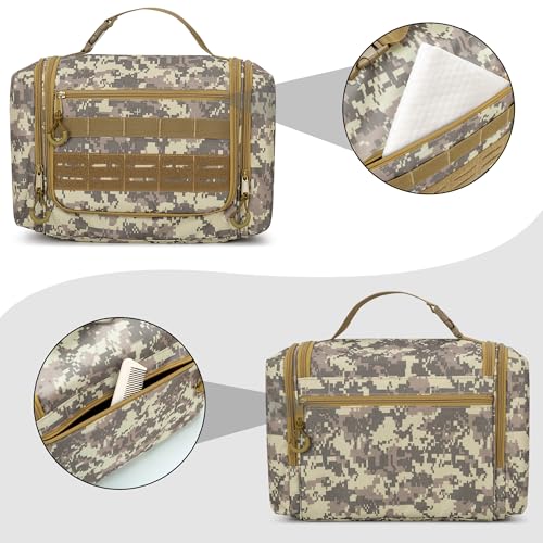 Tactical Toiletry Bag for Men, Large Hanging Dopp Kit Hygiene Bag - color: Desert Yellow