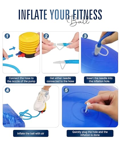 ROMIX Exercise Ball, Anti-Burst Yoga and Birthing Ball with Pump, Home Use - color: Blue