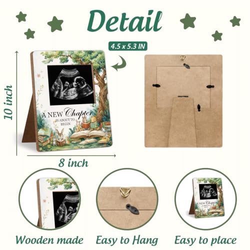 Storybook Baby Shower Decor Frame, A NEW Chapter IS ABOUT TO BEGIN Baby Shower Party Supplies, for Expecting Parents-to-Be Keepsake Gifts, Pregnancy Sonogram Frame Keepsake, Gender Reveal Presents - color: green