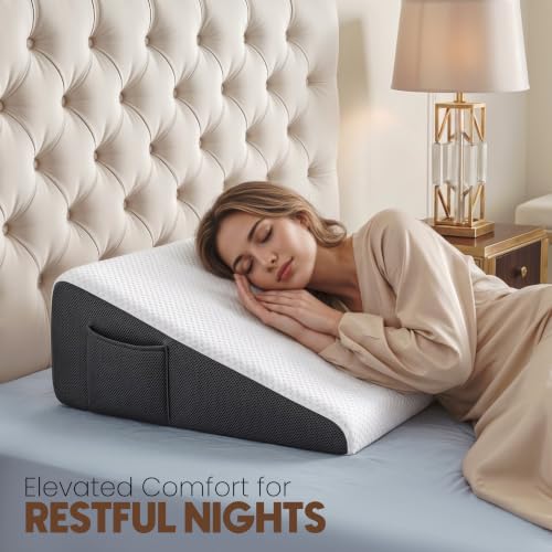 Utopia Bedding Wedge Pillow for Headboard, Memory Foam, 24x24x7 Inch