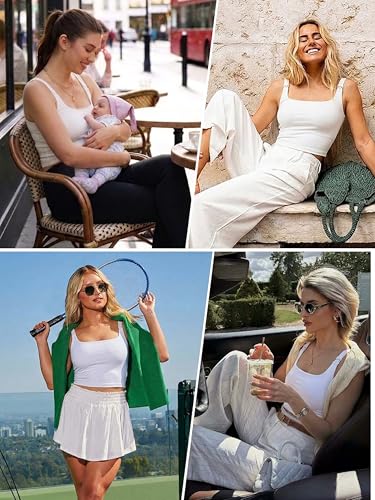Ecavus Women's Nursing Bras for Breastfeeding Tank Tops with Built in Bra - color: White, size: Medium