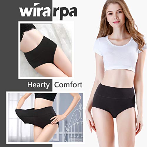 wirarpa Women's Underwear High Waisted Ladies Cotton Panties Soft Full Coverage Briefs 5 Pack - color: Black/Blue/Purple, size: Small