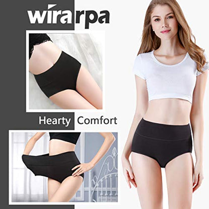 wirarpa Women's Underwear High Waisted Ladies Cotton Panties Soft Full Coverage Briefs 5 Pack - color: Black/Blue/Purple, size: Small