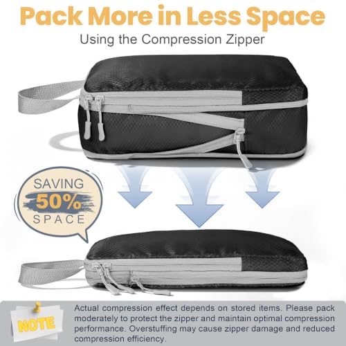 8-Set Compression Packing Cubes for Travel - color: Black