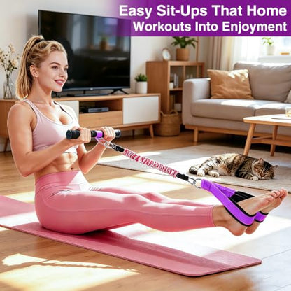 Durable Comfortable Padded Handle Adjustable Pedal Resistance Band 20-40LBS for Full Body Workout - color: purple