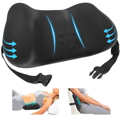 Lumbar Support Pillow, Memory Foam Back Cushion for Office Chair Car, Black - color: Black