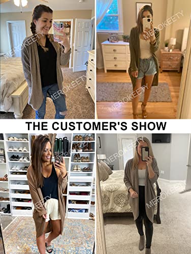 MEROKEETY Cardigan Sweaters for Women Oversized Long Cardigans Fall Outfits - color: Olive, size: Large