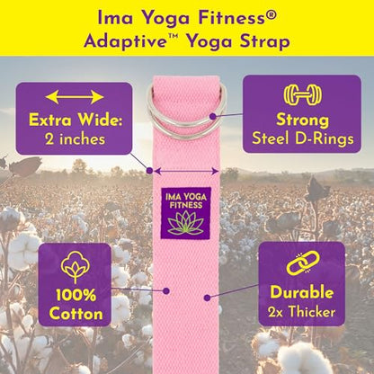 Extra-Wide 2 Inch Cotton Yoga Strap: Stretching, Physical Therapy, Exercise - color: Pink, size: 10 feet