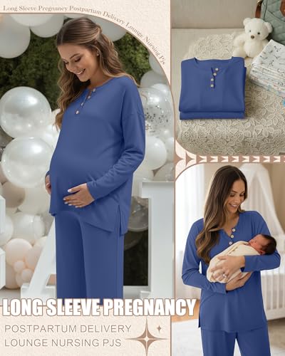 Women's Maternity Pajamas Sets - color: Navy Blue, size: Large