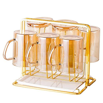 Metal Cup Drying Rack with 6 Hooks - color: Gold
