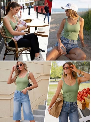 Ecavus Nursing Tank Tops with Built in Bra, Nursing Sport Bra - color: Grey Sage, size: Large