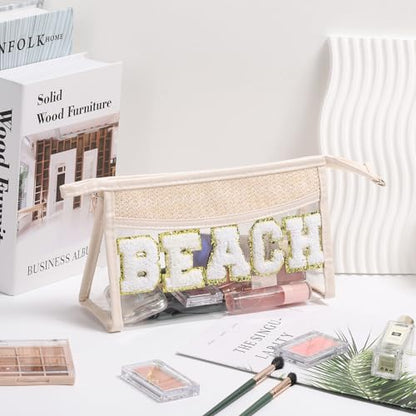 Etercycle Boho Patch BEACH Makeup Bag, Clear Waterproof Travel Beach Bag - style: Beach