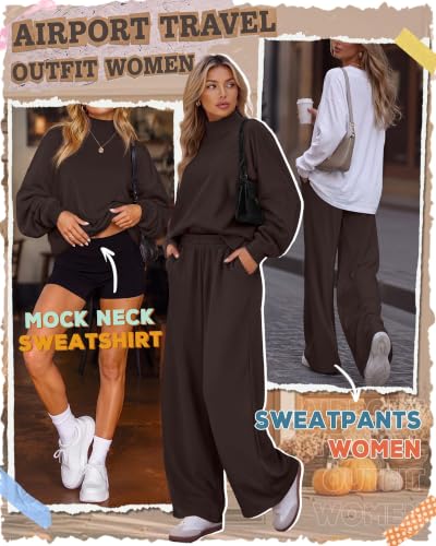 Neer Women's 2 Piece Set Sweatsuits Lounge Outfits Set - color: Brown, size: X-Large