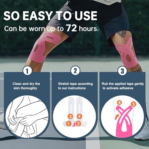 Precut Kinesiology Tape for Knees, 10 Pcs, Pink - color: Pink, size: 10 Pcs
