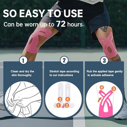 Precut Kinesiology Tape for Knees, 10 Pcs, Pink - color: Pink, size: 10 Pcs
