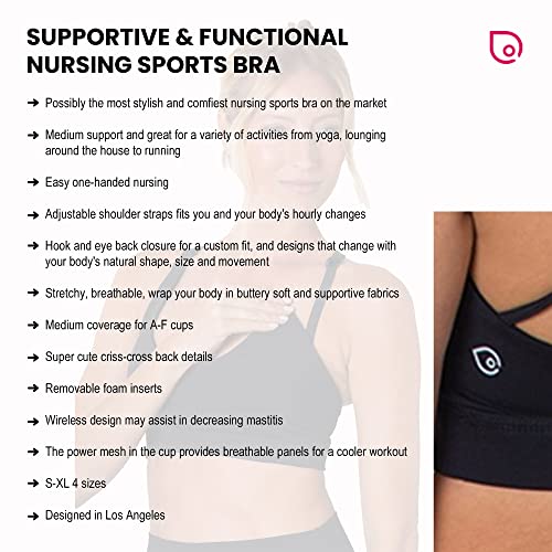 Sweat and Milk Océane 2 Medium Support Nursing & Sports Bra, Strappy Back, Breastfeeding, No Pumping, Maternity Bra - size: Medium