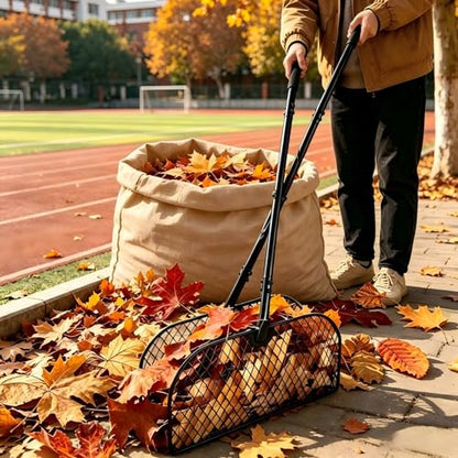 Long Handle Metal Leaf Grabber Rake, Lightweight Leaf Collector for Yard Work, No Bending, Easy Assembly, Labor-Saving Leaf Grabber for Lawn Shrub Debris, Grass & Yard Garbage Cleaning