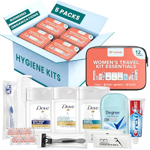 5 Pack Women’s Travel Hygiene Kits – 12-Piece Premium Brand-Name Toiletries - size: 5 Pack