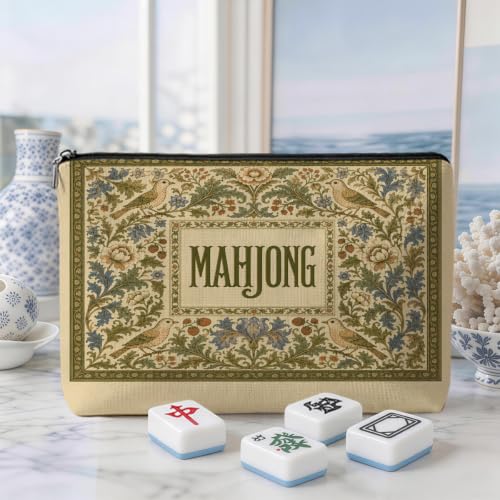 William Morris Floral Mahjong Tile Bag Bird Makeup Bag (Case Only) - color: Multicolor 1814