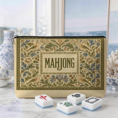William Morris Floral Mahjong Tile Bag Bird Makeup Bag (Case Only) - color: Multicolor 1814