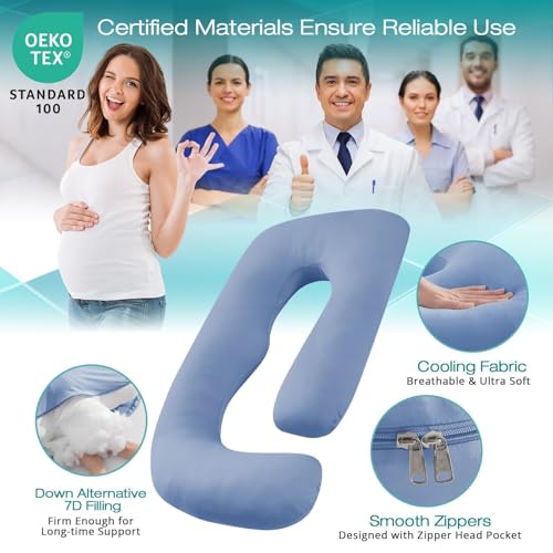 Sasttie Cooling Pregnancy Pillows for Sleeping, 57'' Full Body Pillow, Blue - color: Blue, size: 57 Inch