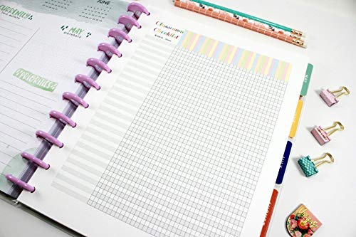Classroom Checklist Refills for 11-Disc Letter Size Planners, FeroniArt Teacher Planner Inserts Compatible with Happy Planner ARC and TUL