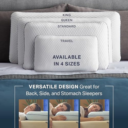 WEEKENDER Gel Memory Foam Pillow - Standard Size - 2-Pack - Medium Firm Feel - Neck & Shoulder Support - For Back & Side Sleepers - Home, Hotel, & Hospital Essentials - size: Standard, style: 2 Pack