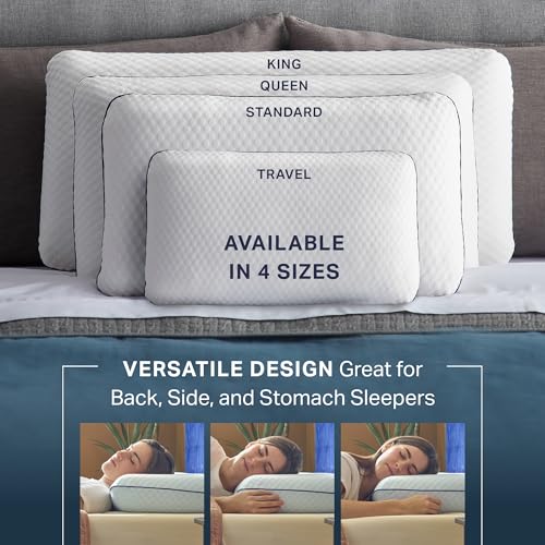 Weekender Cooling Gel Memory Foam Pillow for Sleeping – Queen Size, Ventilated Cooling Pillow for Side & Back Sleepers, Neck & Shoulder Support, Medium Firm, Washable Cover - size: Queen, style: 1 Pack