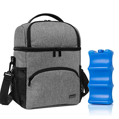 Teamoy 2 Layers Breastmilk Cooler Bag with Ice Pack for Working Moms, Gray - color: Gray