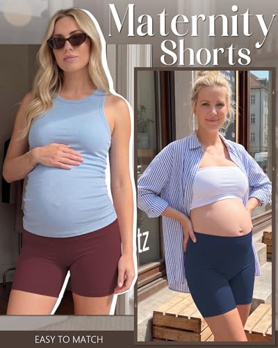 Ficerd 3 Pack Maternity Pajama Lounge Shorts - color: Burgundy, Navy Blue, Black, size: Large