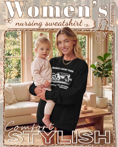 Huukeay Women's Nursing Sweatshirts for Breastfeeding - color: Black, size: XX-Large