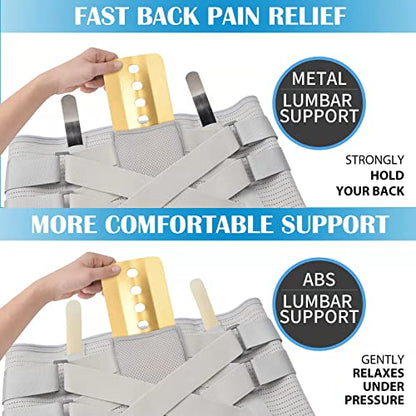 Back Brace for Lower Back Pain, Lumbar Support Belt for Men/Women - color: Grey