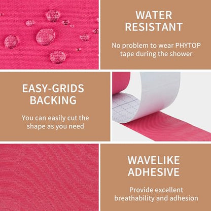 Pink Athletic Kinesiology Tape 2 Rolls for Muscle & Joint Support - color: Pink