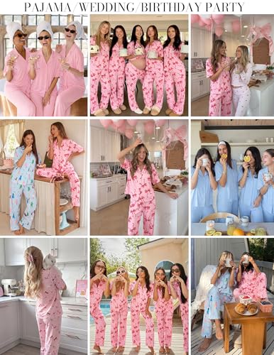 Ekouaer Women Pajamas Set Button Down Sleepwear Short Sleeve Pjs Long Pants - color: Black, size: Medium