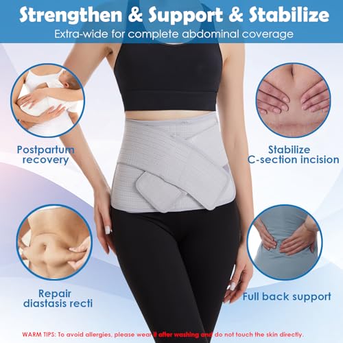 Paskyee Postpartum Belly Band, C-Section & Post Surgery Support - color: Grey, size: L/XL