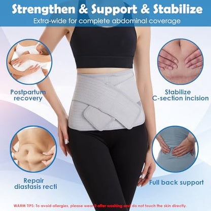 Paskyee Postpartum Belly Band, C-Section & Post Surgery Support - color: Grey, size: L/XL