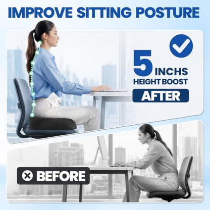 Chair Cushion, 5" Thick Adult Booster Seat with Dual-Layer Foam