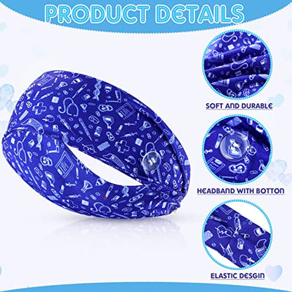 WILLBOND 8 Pieces Nursing Headbands with Buttons, Fresh Patterns