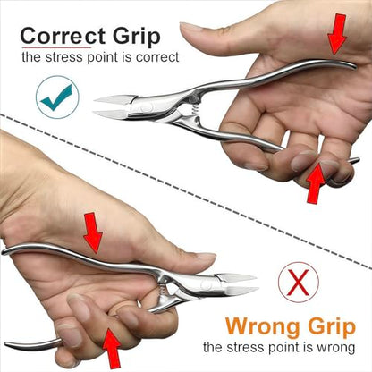 Long Handle Ingrown Toenail Clippers Set for Men Seniors - color: Metallic 5pcs
