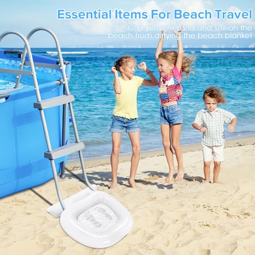 Inflatable Pool Foot Bath Basin,Foldable Foot Soaking Basin for Swimming Pool,Collapsible Foot Soaking Tub for Entry Ladder (White) - color: White
