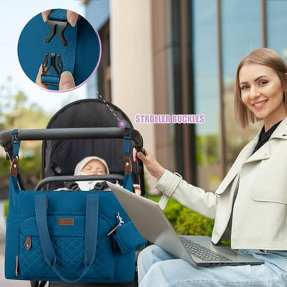 Tuwubi Diaper Bag Tote,Baby Diaper Bag with Pacifier Case - color: Teal, size: Medium